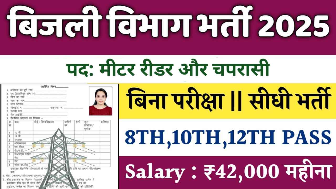 Bijli Vibhag Jobs Vacancy