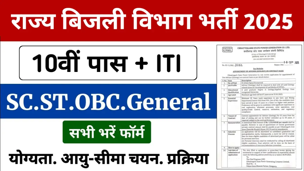 Bijli Vibhag Recruitment